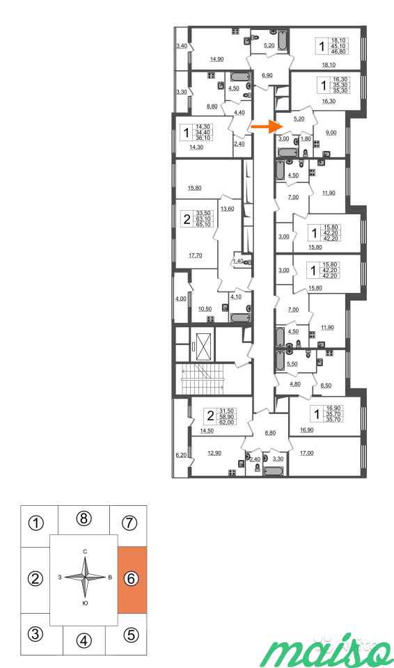 1-к квартира, 35.4 м², 2/10 эт. в Санкт-Петербурге. Фото 2