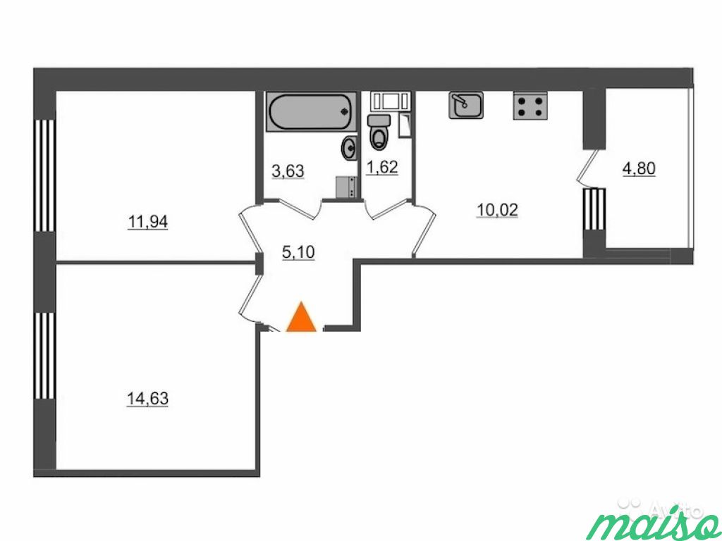 2-к квартира, 49.3 м², 5/5 эт. в Санкт-Петербурге. Фото 1