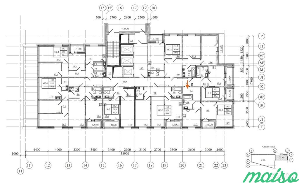 2-к квартира, 51.6 м², 18/22 эт. в Санкт-Петербурге. Фото 2