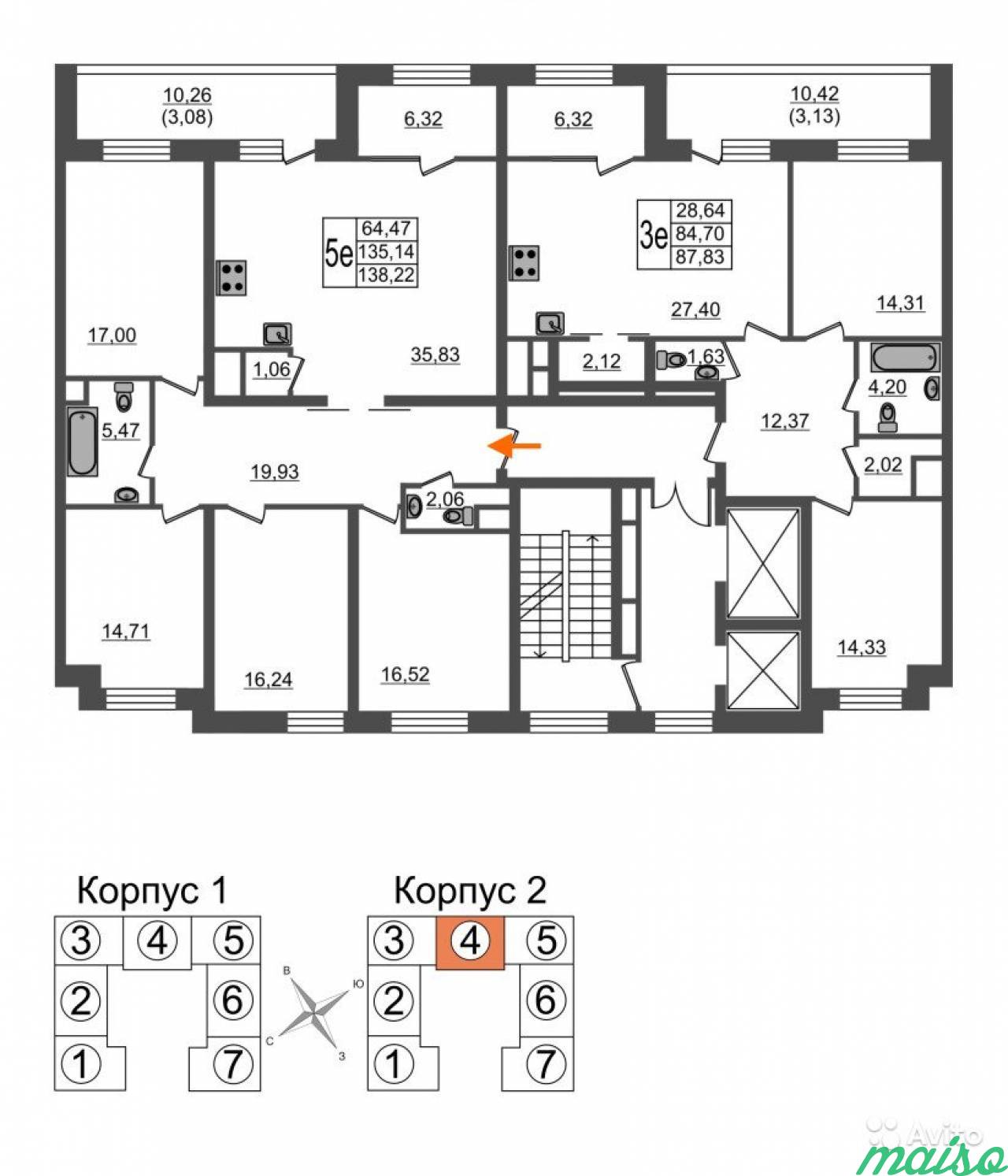 4-к квартира, 138.2 м², 8/9 эт. в Санкт-Петербурге. Фото 2