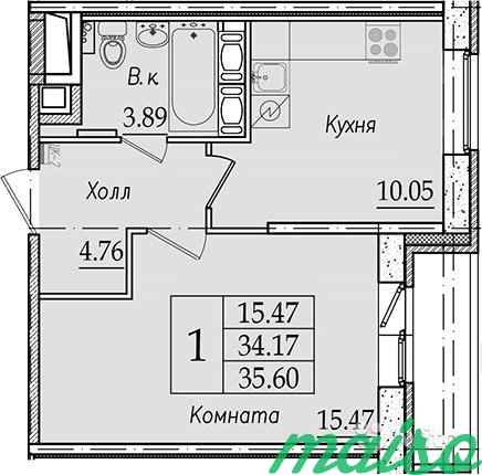 1-к квартира, 37 м², 2/8 эт. в Санкт-Петербурге. Фото 1