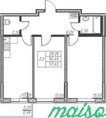 2-к квартира, 59.8 м², 21/24 эт. в Санкт-Петербурге. Фото 1