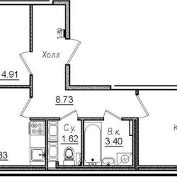 2-к квартира, 58.2 м², 2/8 эт.