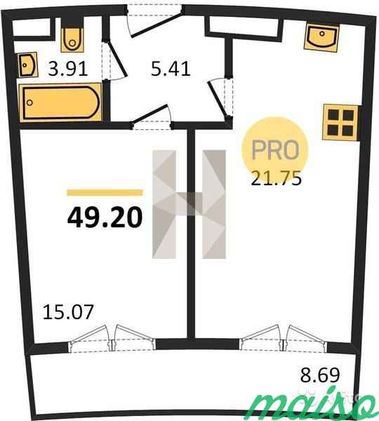 1-к квартира, 49.2 м², 2/13 эт. в Санкт-Петербурге. Фото 8