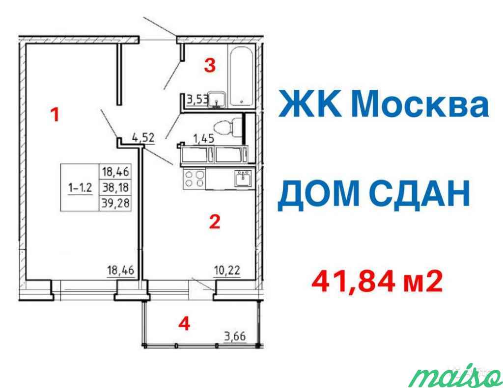 1-к квартира, 39.3 м², 6/22 эт. в Санкт-Петербурге. Фото 1