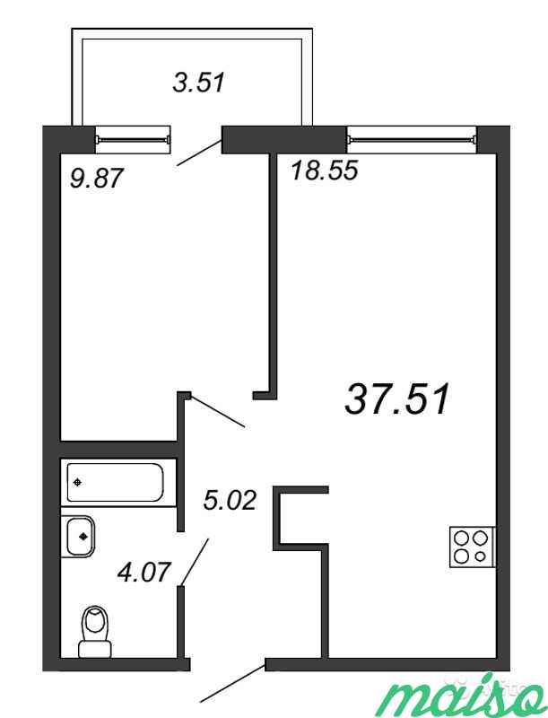 1-к квартира, 37.5 м², 10/22 эт. в Санкт-Петербурге. Фото 2