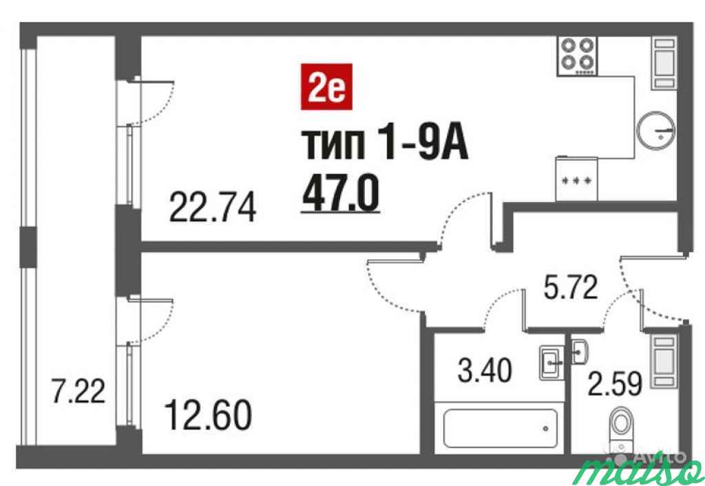 1-к квартира, 47 м², 5/5 эт. в Санкт-Петербурге. Фото 2