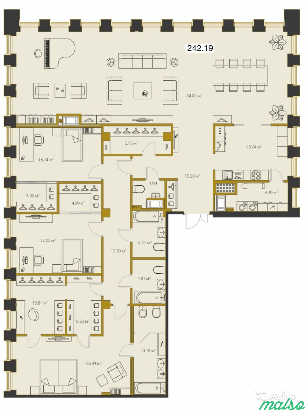 3-к квартира, 242.2 м², 20/20 эт. в Санкт-Петербурге. Фото 1