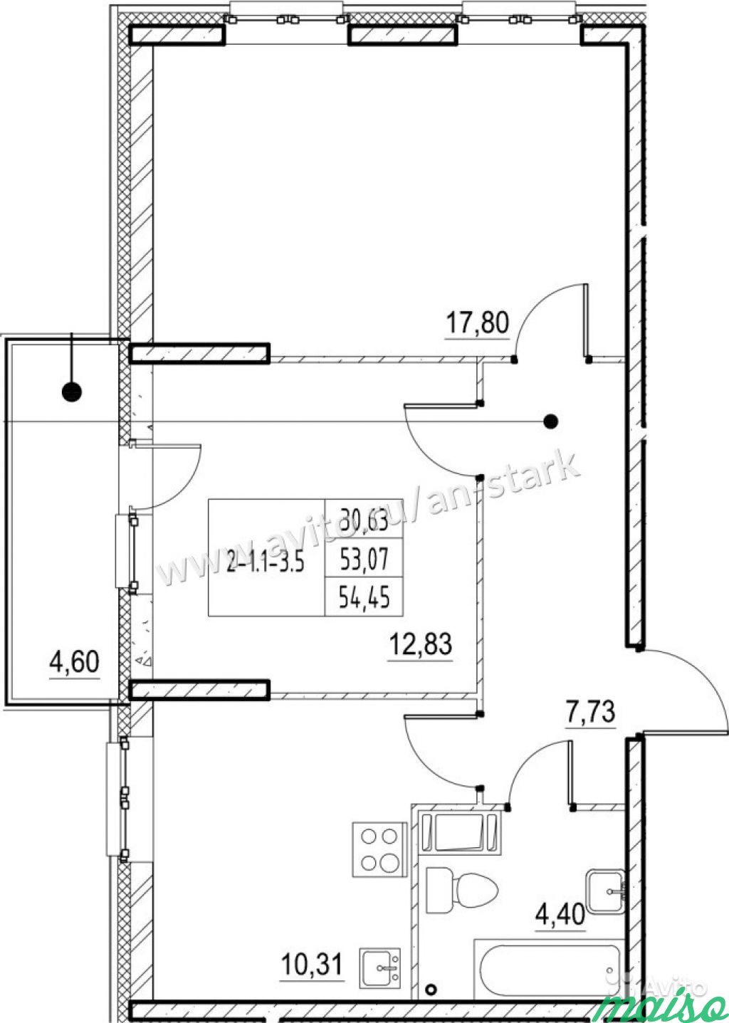 2-к квартира, 54.5 м², 6/21 эт. в Санкт-Петербурге. Фото 8