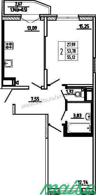 2-к квартира, 55.5 м², 11/14 эт. в Санкт-Петербурге. Фото 5