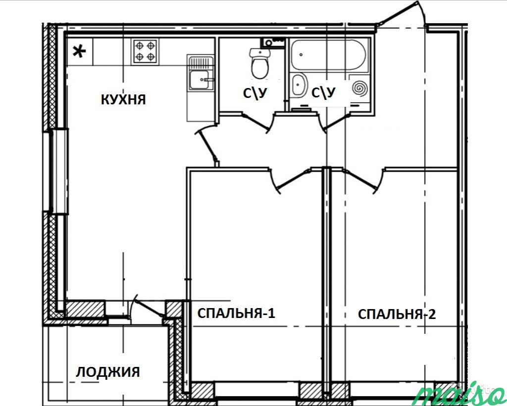 2-к квартира, 60 м², 5/17 эт. в Санкт-Петербурге. Фото 7