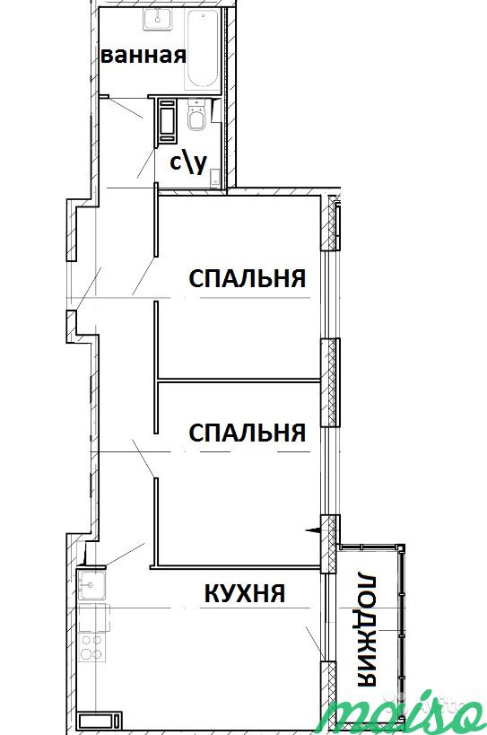 2-к квартира, 62 м², 9/17 эт. в Санкт-Петербурге. Фото 3