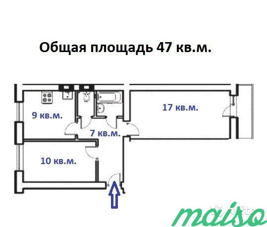 2-к квартира, 47 м², 7/9 эт. в Санкт-Петербурге. Фото 4