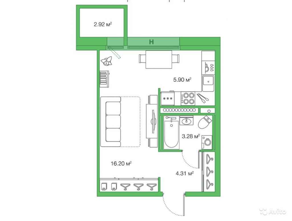 Студия, 29.7 м², 9/23 эт. в Санкт-Петербурге. Фото 2