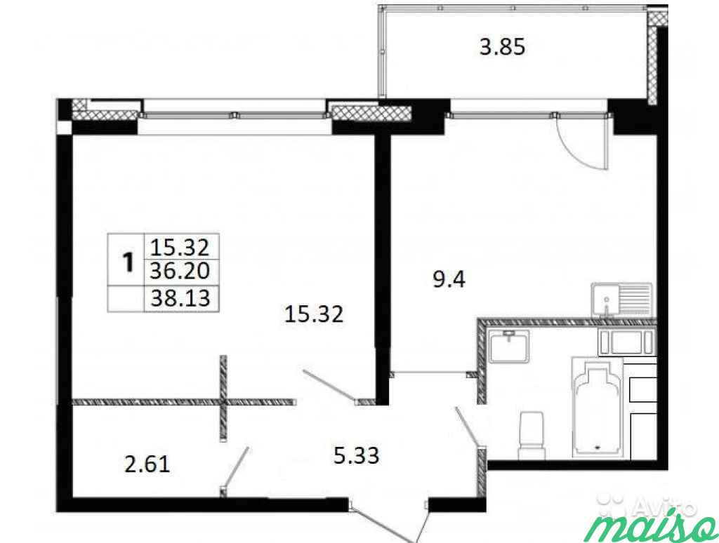 1-к квартира, 38.1 м², 8/11 эт. в Санкт-Петербурге. Фото 1