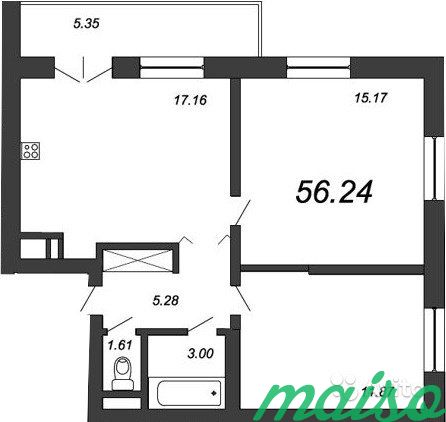 2-к квартира, 57 м², 14/21 эт. в Санкт-Петербурге. Фото 2