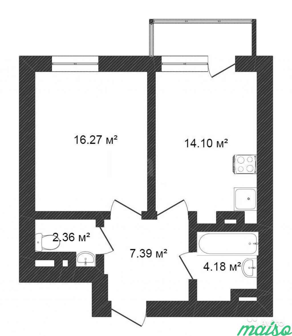 1-к квартира, 44.3 м², 10/19 эт. в Санкт-Петербурге. Фото 3