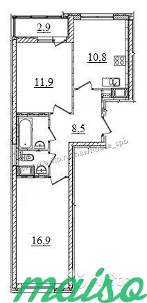 2-к квартира, 55.4 м², 4/10 эт. в Санкт-Петербурге. Фото 2