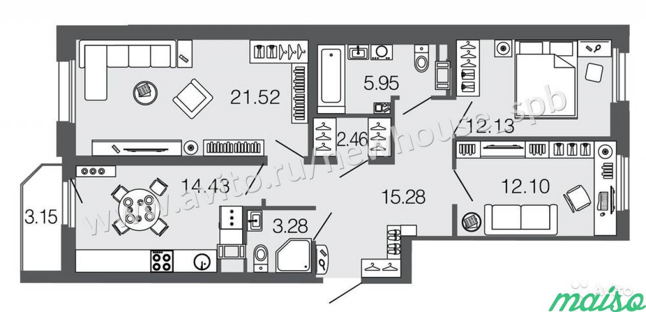 3-к квартира, 88 м², 3/19 эт. в Санкт-Петербурге. Фото 2