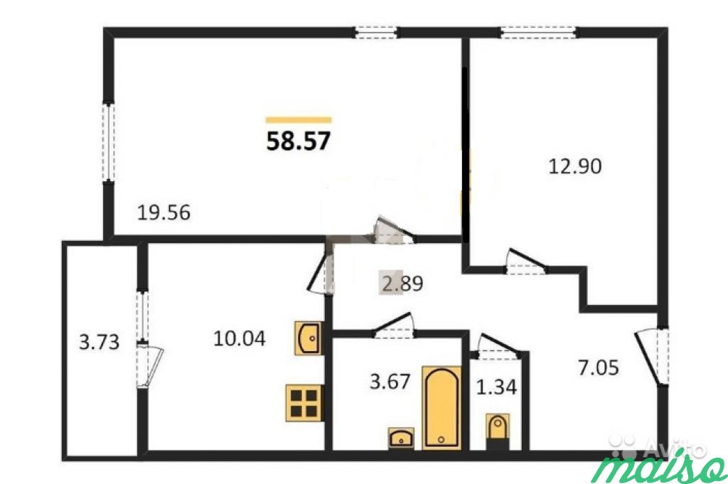 2-к квартира, 58.5 м², 14/21 эт. в Санкт-Петербурге. Фото 2