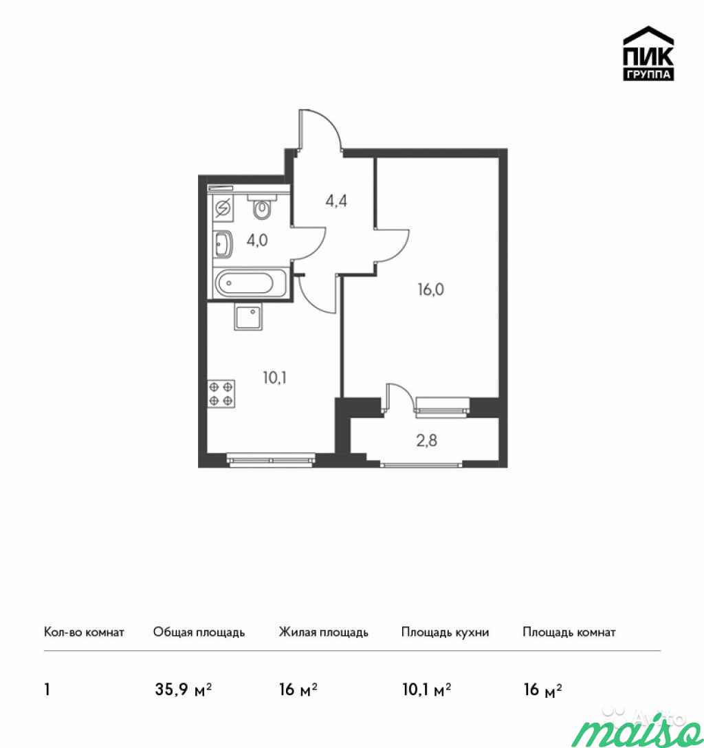 1-к квартира, 35.9 м², 2/12 эт. в Санкт-Петербурге. Фото 1