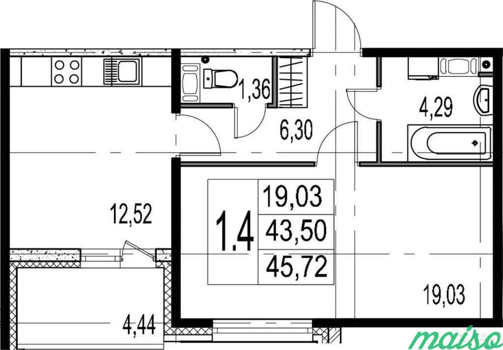 1-к квартира, 43 м², 6/9 эт. в Санкт-Петербурге. Фото 1