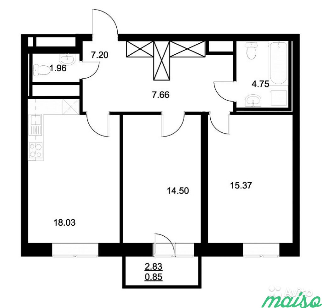 2-к квартира, 70.3 м², 6/9 эт. в Санкт-Петербурге. Фото 3