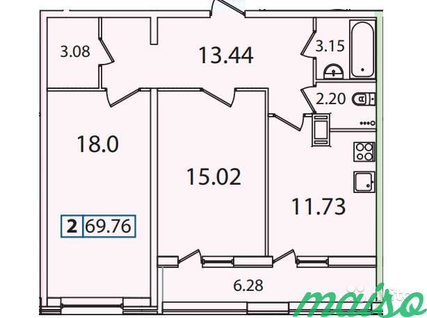 2-к квартира, 70 м², 3/19 эт. в Санкт-Петербурге. Фото 1