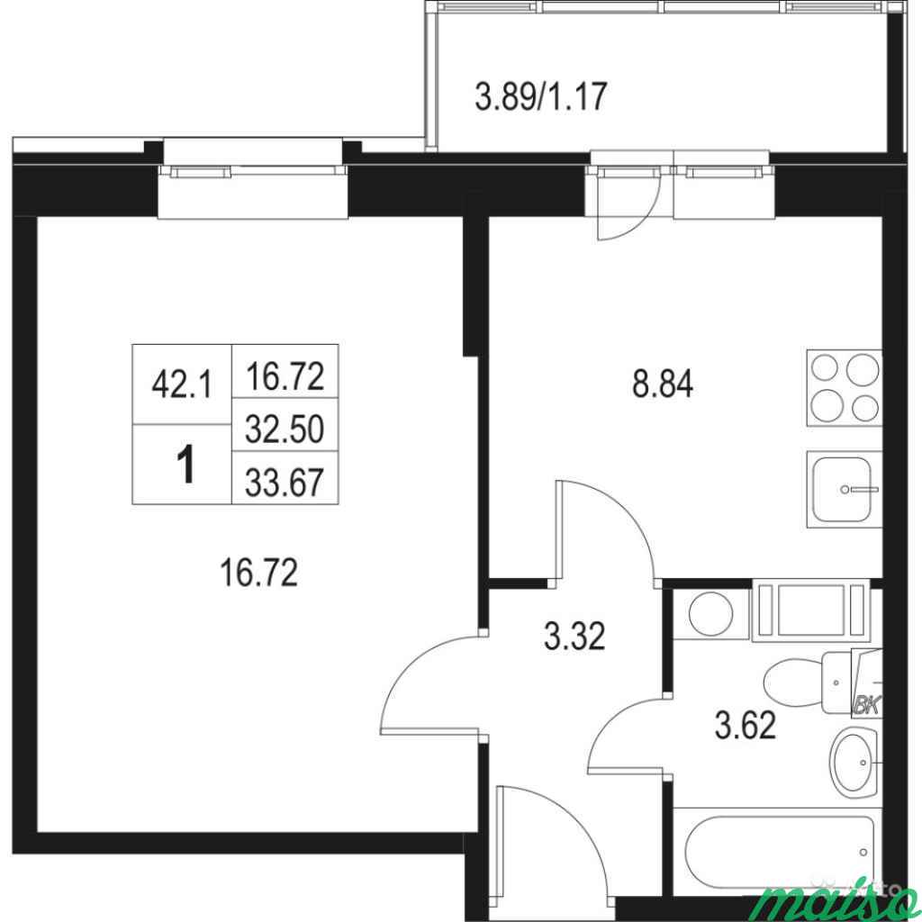 1-к квартира, 33.7 м², 5/10 эт. в Санкт-Петербурге. Фото 1