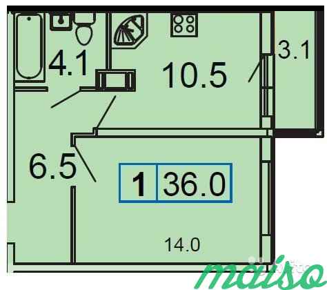 1-к квартира, 36 м², 14/16 эт. в Санкт-Петербурге. Фото 1