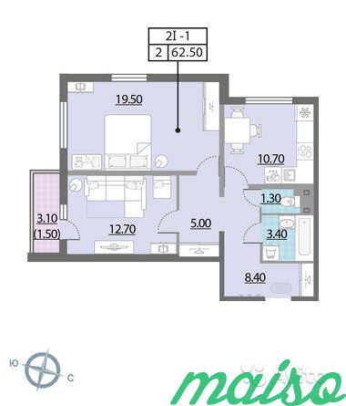 2-к квартира, 62 м², 10/16 эт. в Санкт-Петербурге. Фото 1