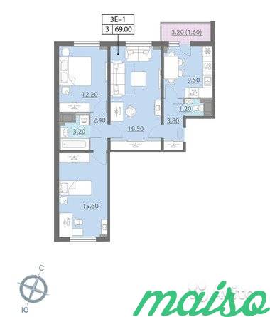 3-к квартира, 69 м², 3/26 эт. в Санкт-Петербурге. Фото 1