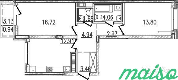 2-к квартира, 61 м², 2/9 эт. в Санкт-Петербурге. Фото 3