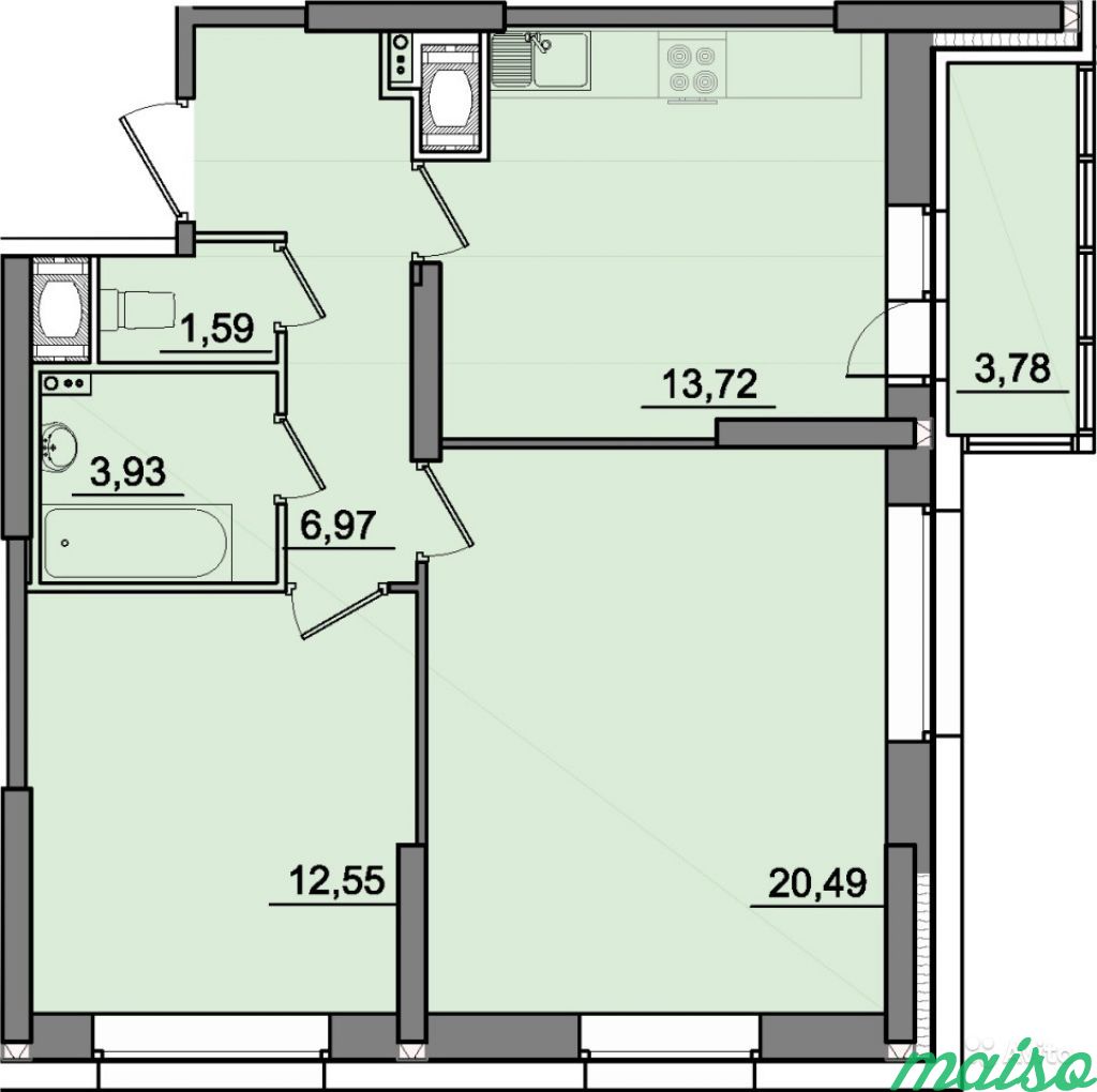 2-к квартира, 61 м², 3/17 эт. в Санкт-Петербурге. Фото 3