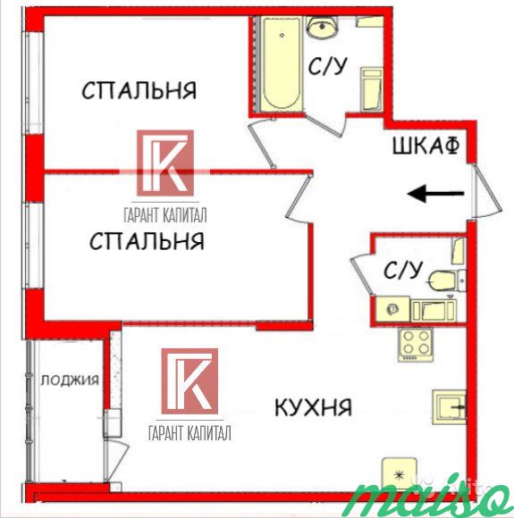 2-к квартира, 56.7 м², 4/14 эт. в Санкт-Петербурге. Фото 1