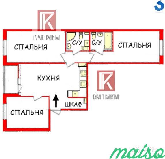 3-к квартира, 79.2 м², 2/12 эт. в Санкт-Петербурге. Фото 1