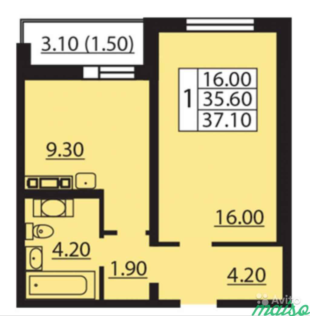 1-к квартира, 37.2 м², 22/24 эт. в Санкт-Петербурге. Фото 1