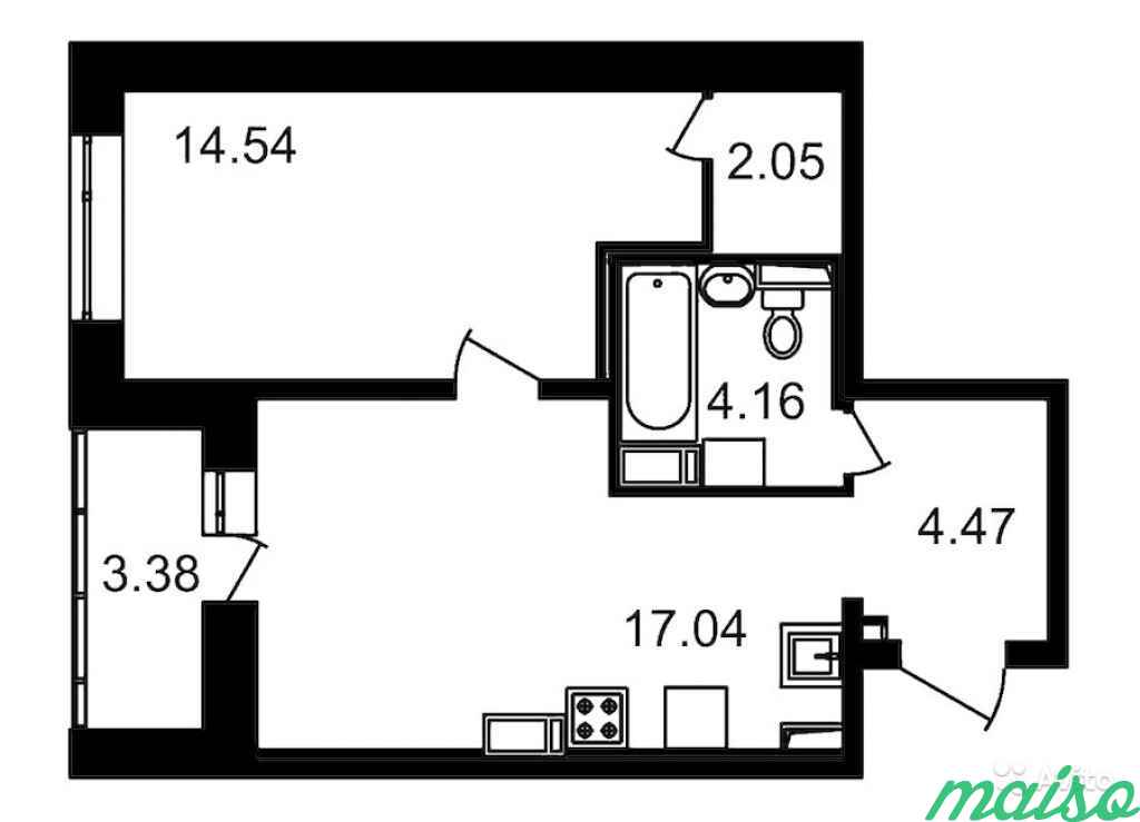 1-к квартира, 42.3 м², 8/20 эт. в Санкт-Петербурге. Фото 3