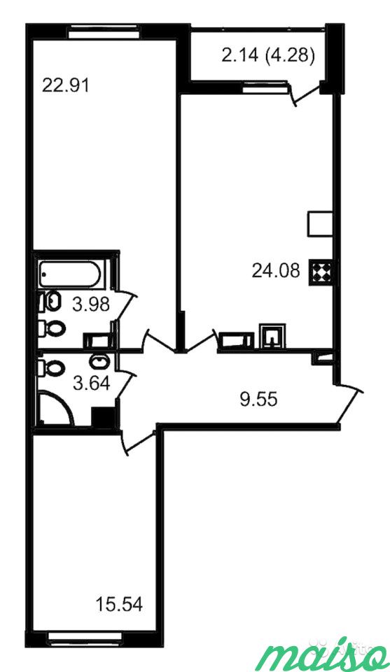 2-к квартира, 79.7 м², 10/14 эт. в Санкт-Петербурге. Фото 3