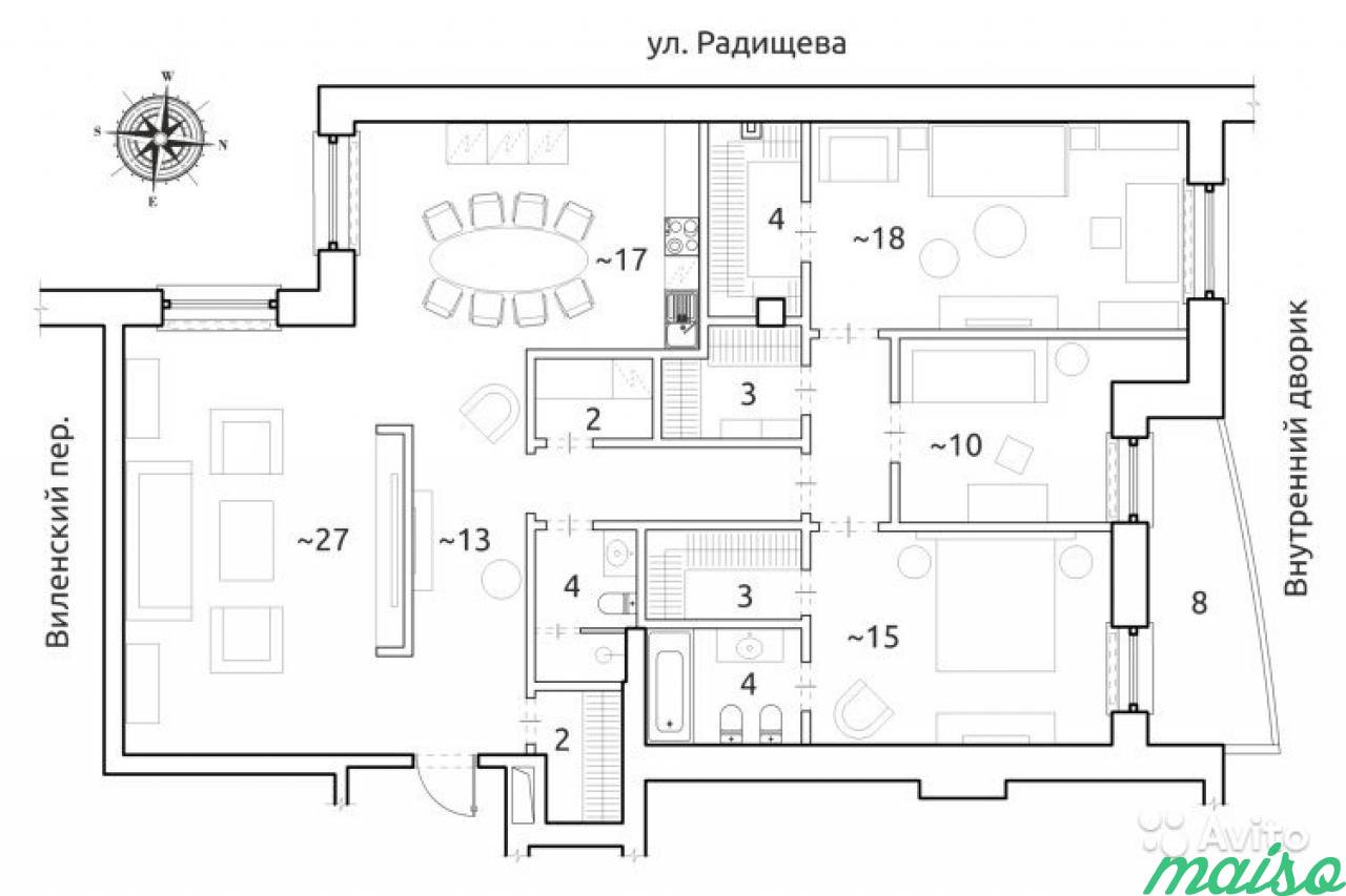 4-к квартира, 138 м², 3/9 эт. в Санкт-Петербурге. Фото 19