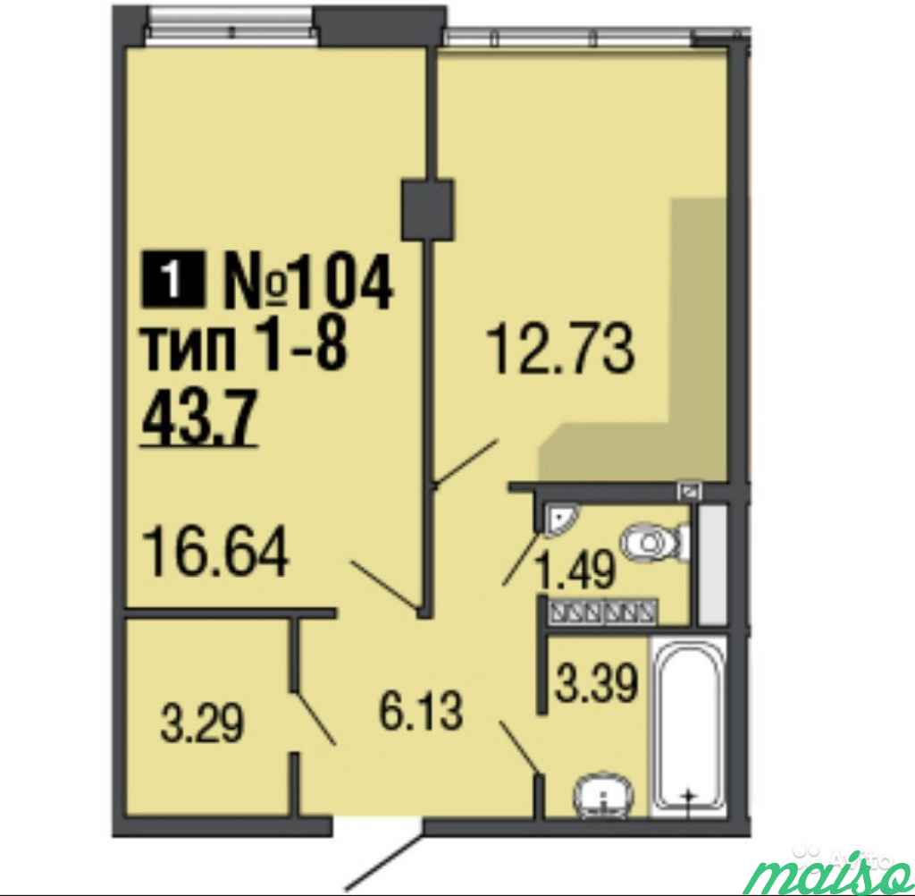 1-к квартира, 44 м², 8/9 эт. в Санкт-Петербурге. Фото 11