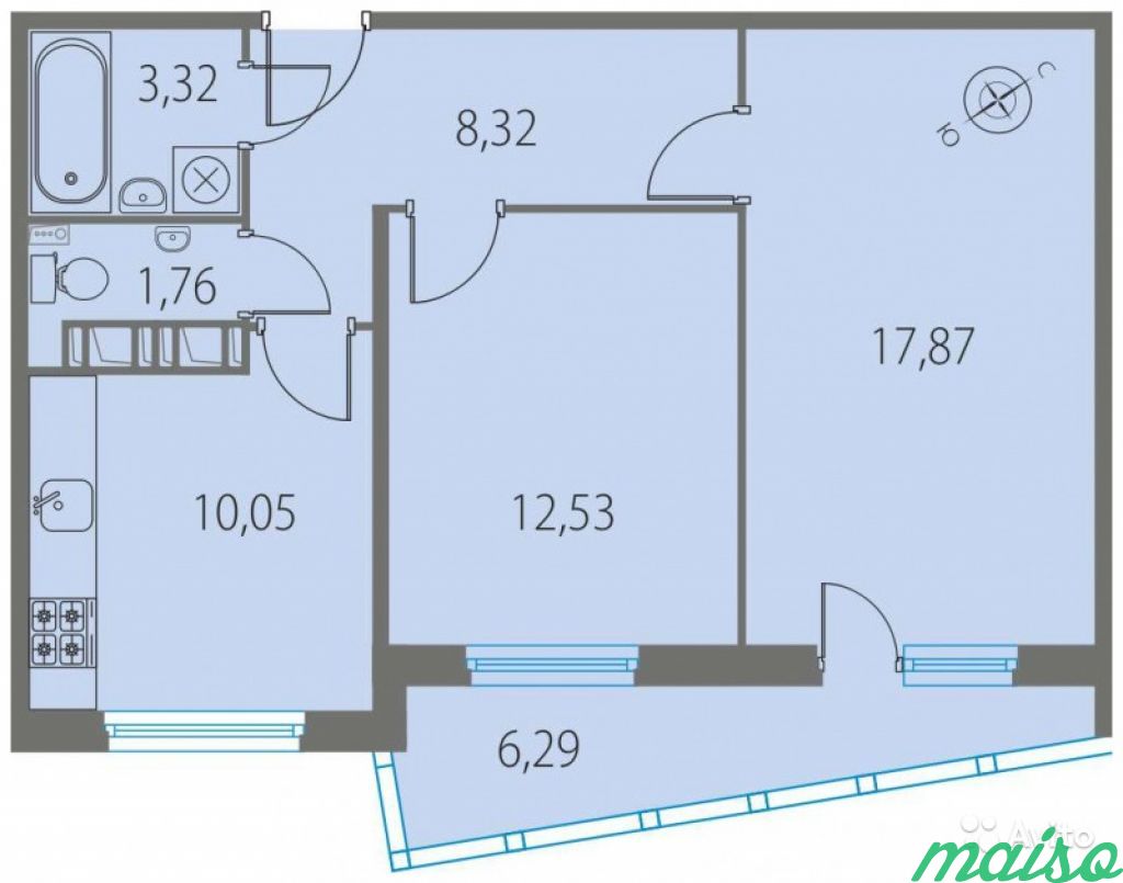 2-к квартира, 57 м², 6/16 эт. в Санкт-Петербурге. Фото 2