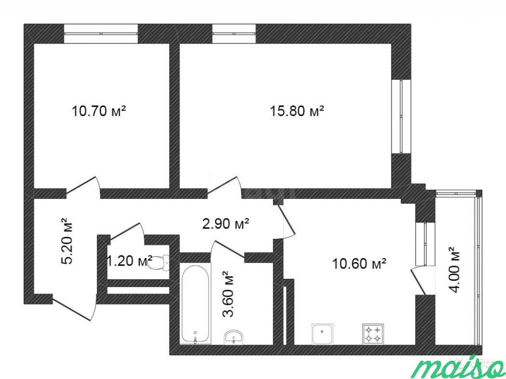 2-к квартира, 51.2 м², 21/25 эт. в Санкт-Петербурге. Фото 2