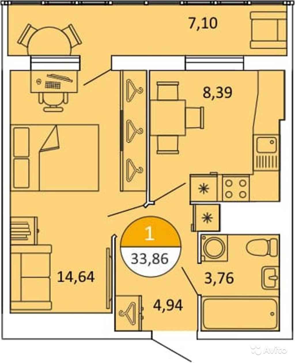 1-к квартира, 31.1 м², 13/18 эт. в Санкт-Петербурге. Фото 2