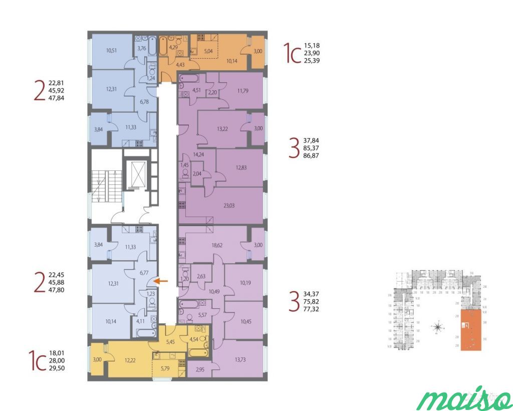 2-к квартира, 47.8 м², 2/12 эт. в Санкт-Петербурге. Фото 5