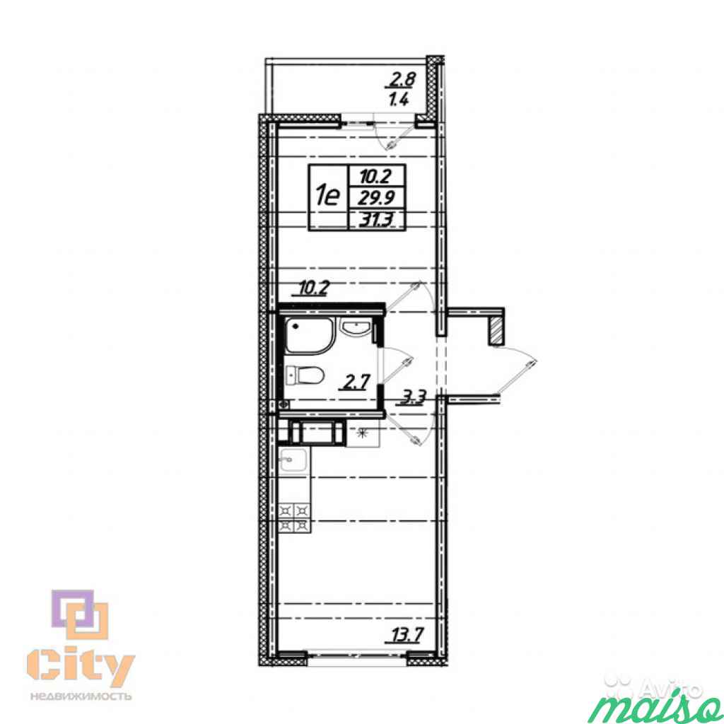 1-к квартира, 29.9 м², 12/25 эт. в Санкт-Петербурге. Фото 5