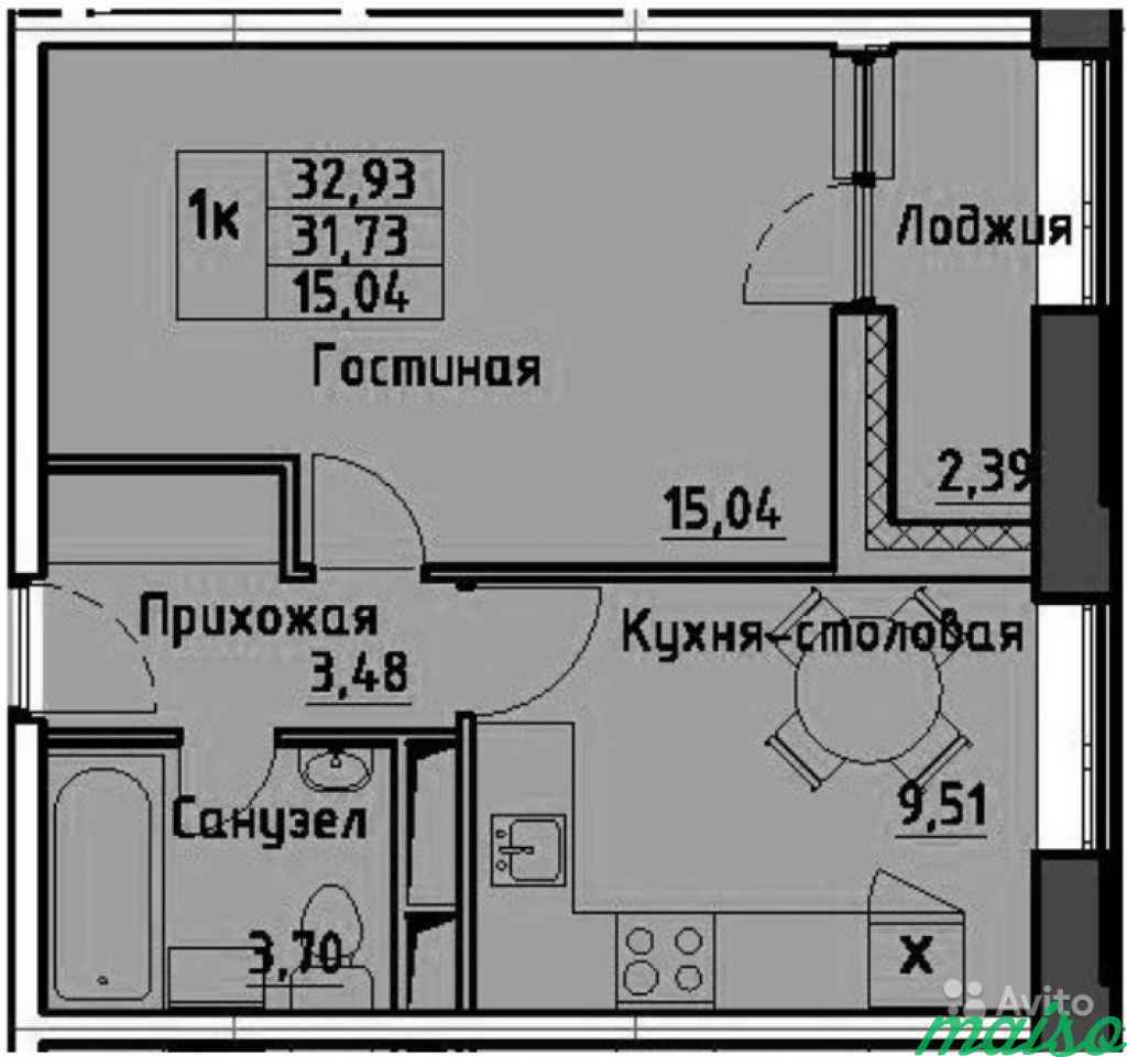 1-к квартира, 32.9 м², 4/13 эт. в Санкт-Петербурге. Фото 7