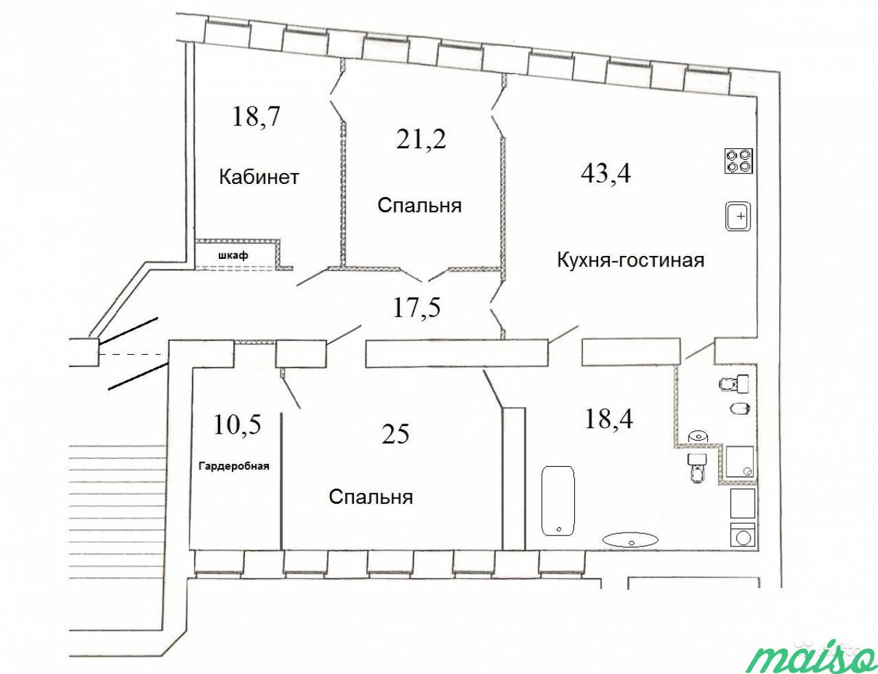 5-к квартира, 162 м², 4/5 эт. в Санкт-Петербурге. Фото 19