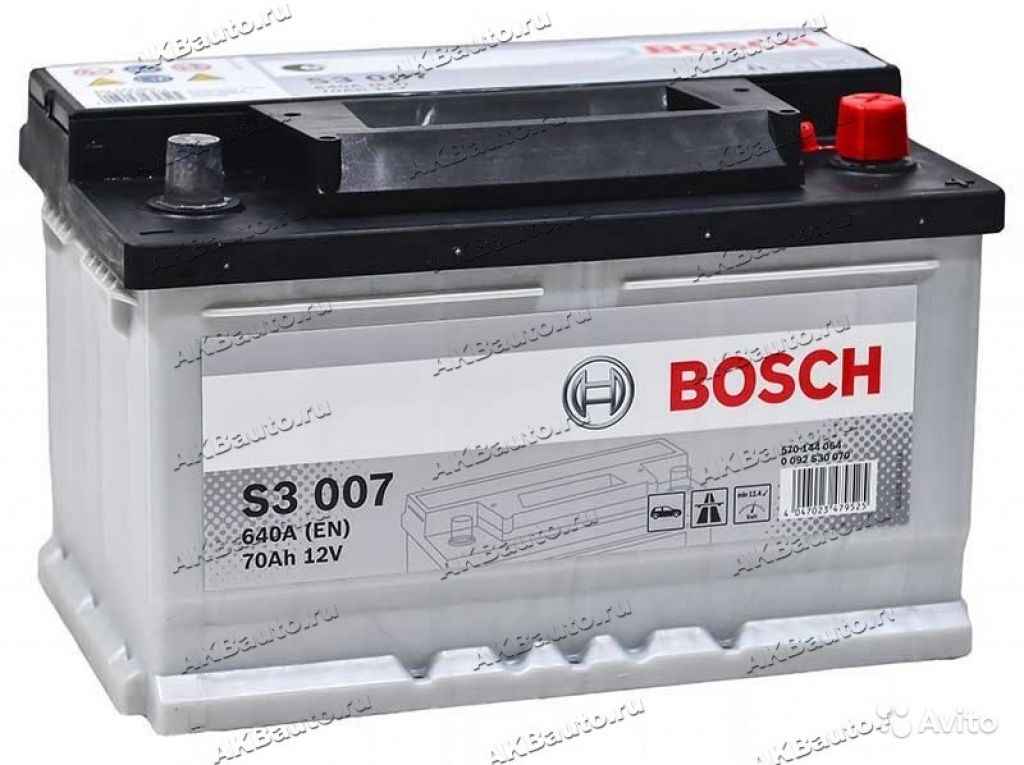Аккумулятор Bosch S3007 70 А/ч 640 A обр. пол в Москве. Фото 1