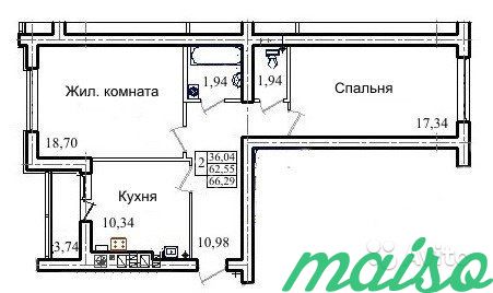 2-к квартира, 59 м², 7/20 эт. в Санкт-Петербурге. Фото 2